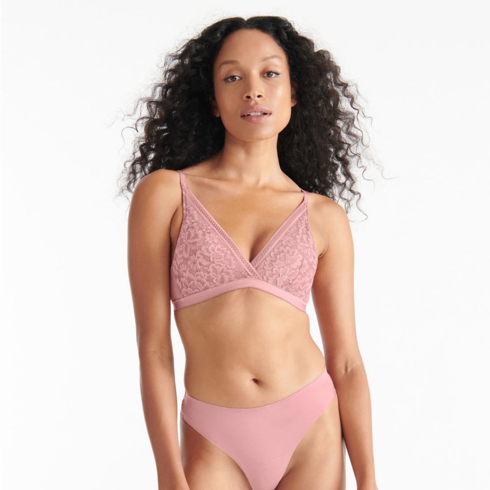 knix Dusty Rose Lace Wireless Bralette